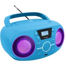 BIGBEN CD61BLUSB Lecteur Radio Cd Portable Usb Bleu + Speakers Lumineux