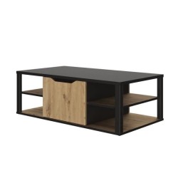 DIAGONE Table basse bar- Décor Noir et cheneL 110 x H 38 x P 60 cm - DAKOTA