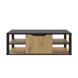 DIAGONE Table basse bar- Décor Noir et cheneL 110 x H 38 x P 60 cm - DAKOTA