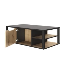 DIAGONE Table basse bar- Décor Noir et cheneL 110 x H 38 x P 60 cm - DAKOTA