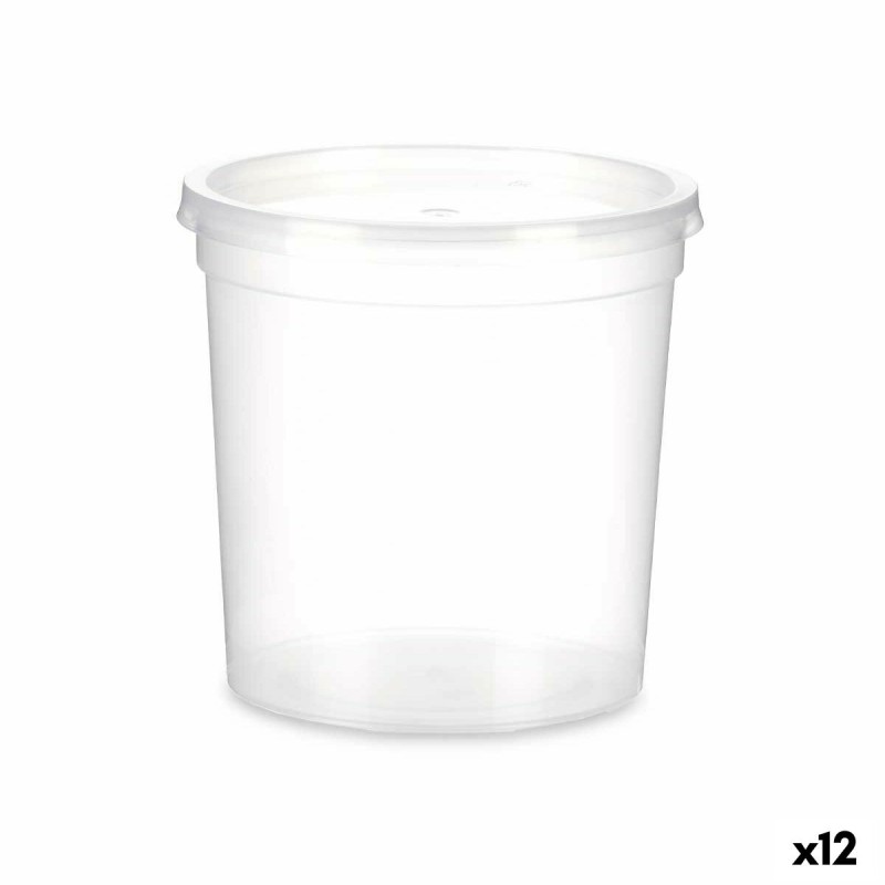 Panier-repas rond avec couvercle Transparent polypropylène 1 L 12,5 x 12,5 x 12,5 cm (12 Unités)