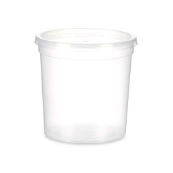 Panier-repas rond avec couvercle Transparent polypropylène 1 L 12,5 x 12,5 x 12,5 cm (12 Unités)