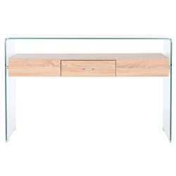 Console DKD Home Decor Transparent Marron Clair Verre Bois MDF 120 x 35 x 80 cm