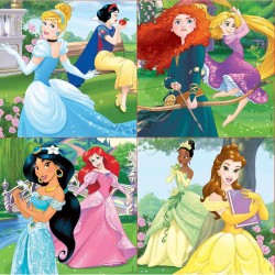 Set de 4 Puzzles   Princesses Disney Magical         16 x 16 cm  