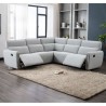 Canapé d'angle dont 2 places relax manuel - Tissu gris clair - L 269 x P 269 x H 99 cm - LANDON