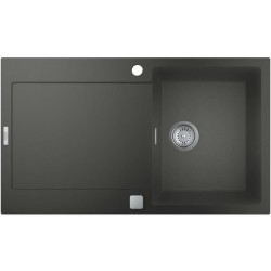 GROHE Evier de cuisine composite avec égouttoir K500, 860 x 500 mm, réversible, vidage pratique, siphon + bonde inclus, 31644A