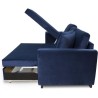 Canapé d'angle convertible HAMILTON 4 places - Tissu velours bleu - L 245 x P 140 x H 86 - Coffre de rangement