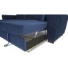 Canapé d'angle convertible HAMILTON 4 places - Tissu velours bleu - L 245 x P 140 x H 86 - Coffre de rangement