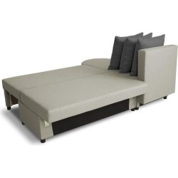 Canapé d'angle convertible réversible 3 places JEN - Tissu Gris - Style contemporain - L196 x H88 x P159 cm