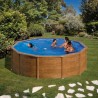 GRE - Kit Piscine hors sol acier ronde imitation bois - Pacific - Ø480 x 122 cm (Livrée avec une échelle et un filtre a sable