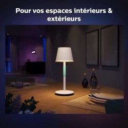 Philips White and Color Ambiance, lampe a poser portable Hue Belle, compatible Bluetooth, blanche