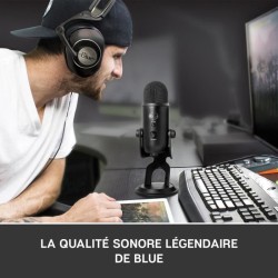 Microphone USB - Blue Yeti - Pour Enregistrement, Streaming, Gaming, Podcast sur PC ou Mac - Noir