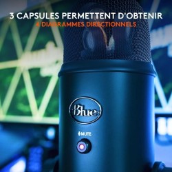 Microphone USB - Blue Yeti - Pour Enregistrement, Streaming, Gaming, Podcast sur PC ou Mac - Noir