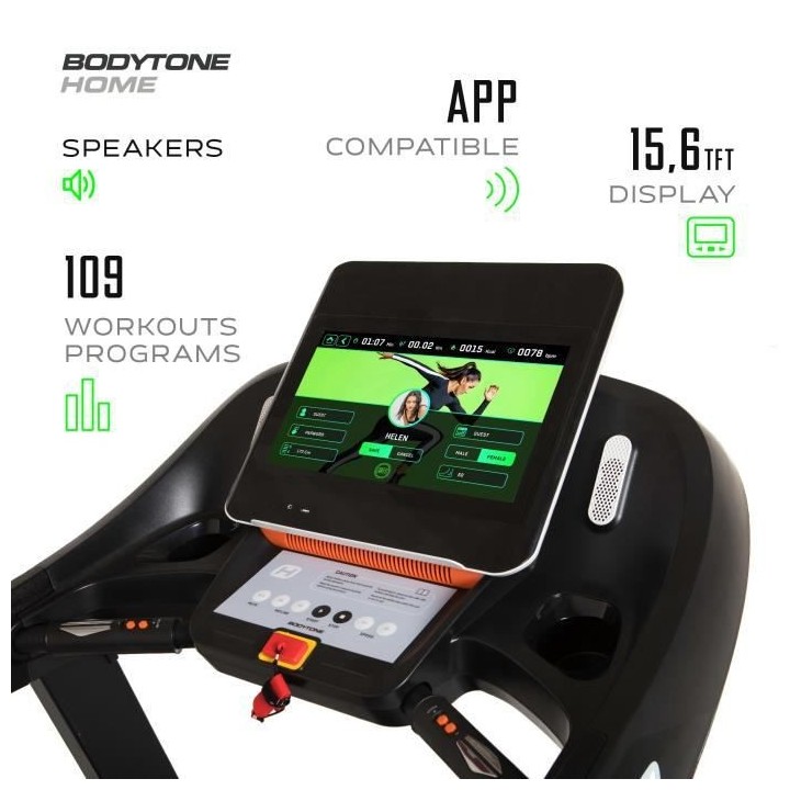 Tapis de course Pliable - WIFI - 22 km/h - Noir - BODYTONE - DT-22W