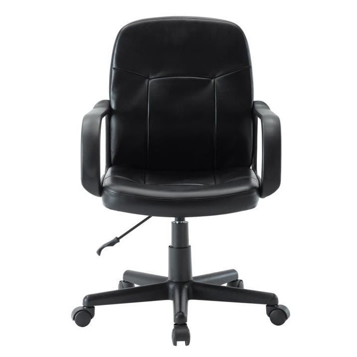 HIMA Chaise de bureau ajustable avec accoudoirs - Simili noir - L 63 x