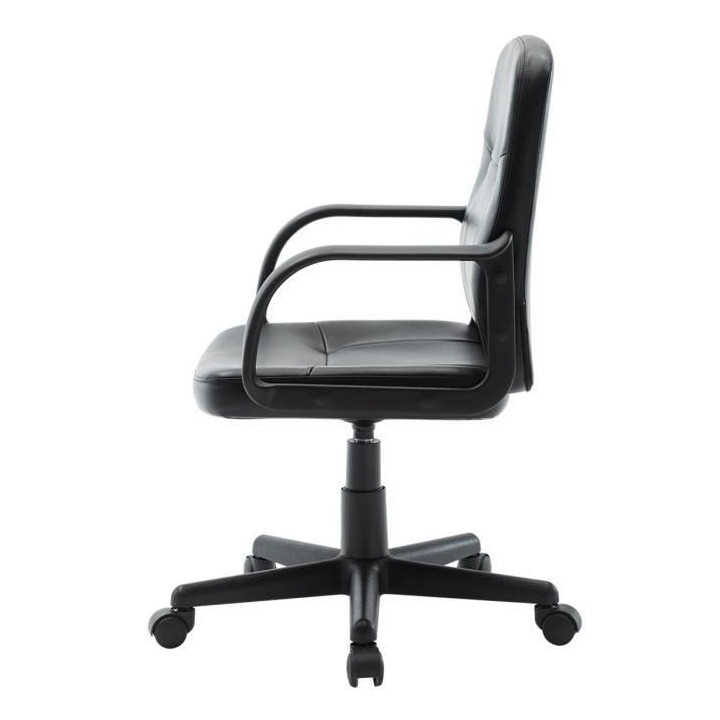 HIMA Chaise de bureau ajustable avec accoudoirs - Simili noir - L 63 x