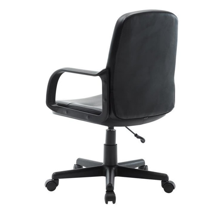HIMA Chaise de bureau ajustable avec accoudoirs - Simili noir - L 63 x