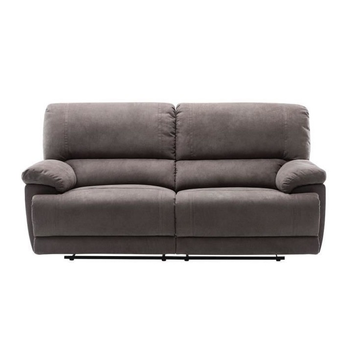 Canapé relax manuel - 3 places - JARROD - Tissu gris - L 208 x P 172