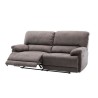 Canapé relax manuel - 3 places - JARROD - Tissu gris - L 208 x P 172 x H 103 cm