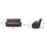 Canapé relax manuel - 3 places - JARROD - Tissu gris - L 208 x P 172 x H 103 cm