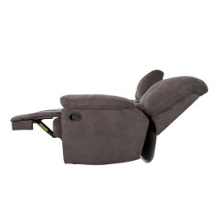 Canapé relax manuel - 3 places - JARROD - Tissu gris - L 208 x P 172 x H 103 cm