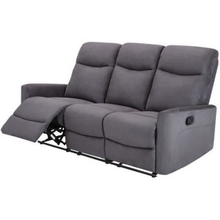 Canapé 3 places dont 2 relax manuels - Tissu gris - Contemporain - L