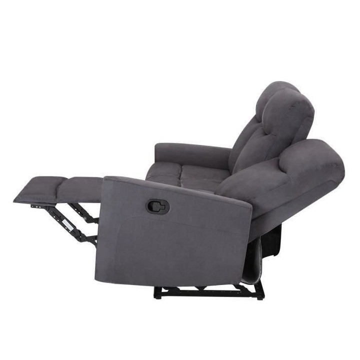 Canapé 3 places dont 2 relax manuels - Tissu gris - Contemporain - L