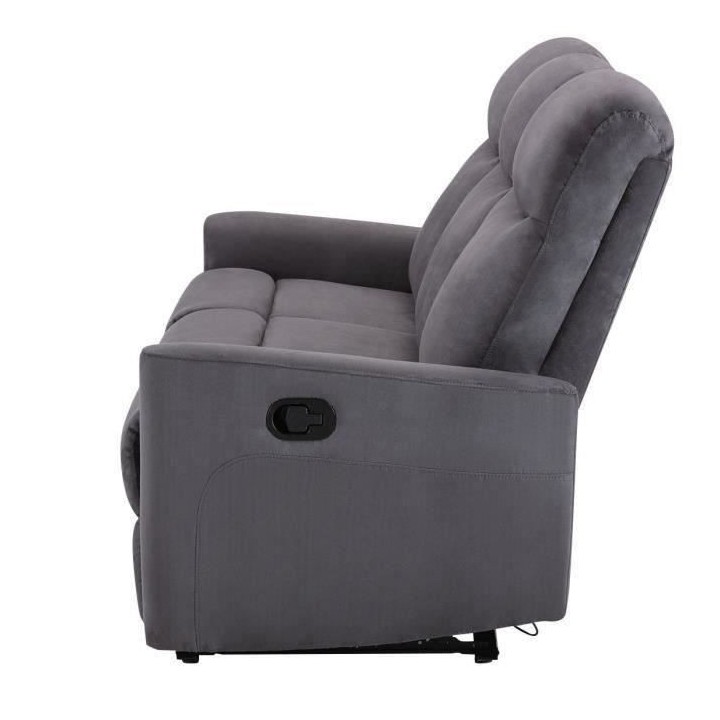 Canapé 3 places dont 2 relax manuels - Tissu gris - Contemporain - L