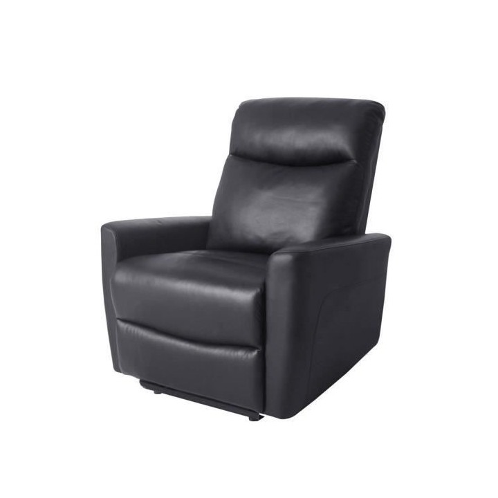Fauteuil relax électrique - JESS - Cuir et simili noir - 82x97x98cm