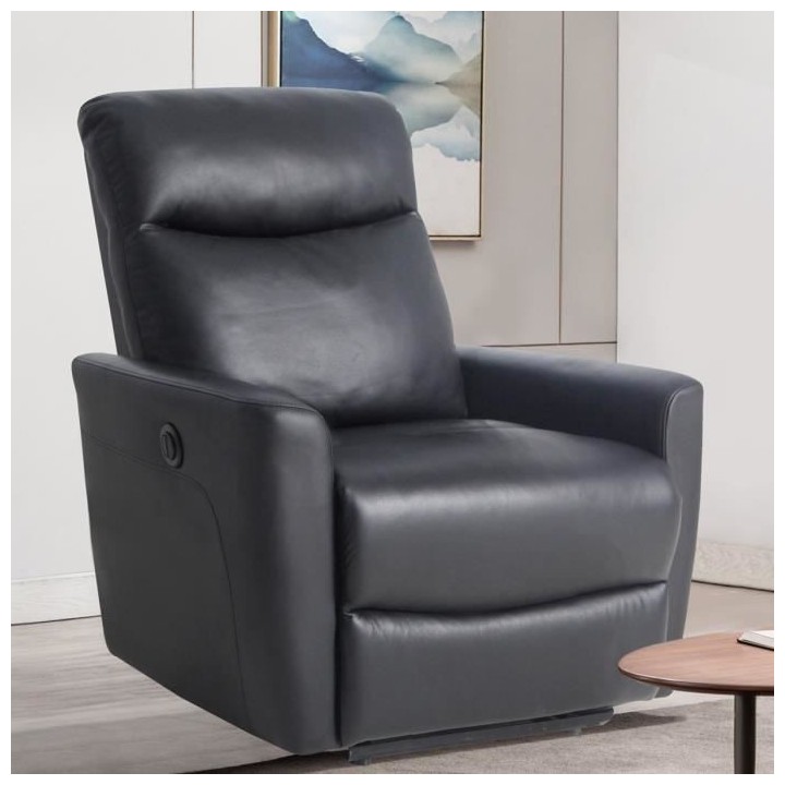 Fauteuil relax électrique - JESS - Cuir et simili noir - 82x97x98cm