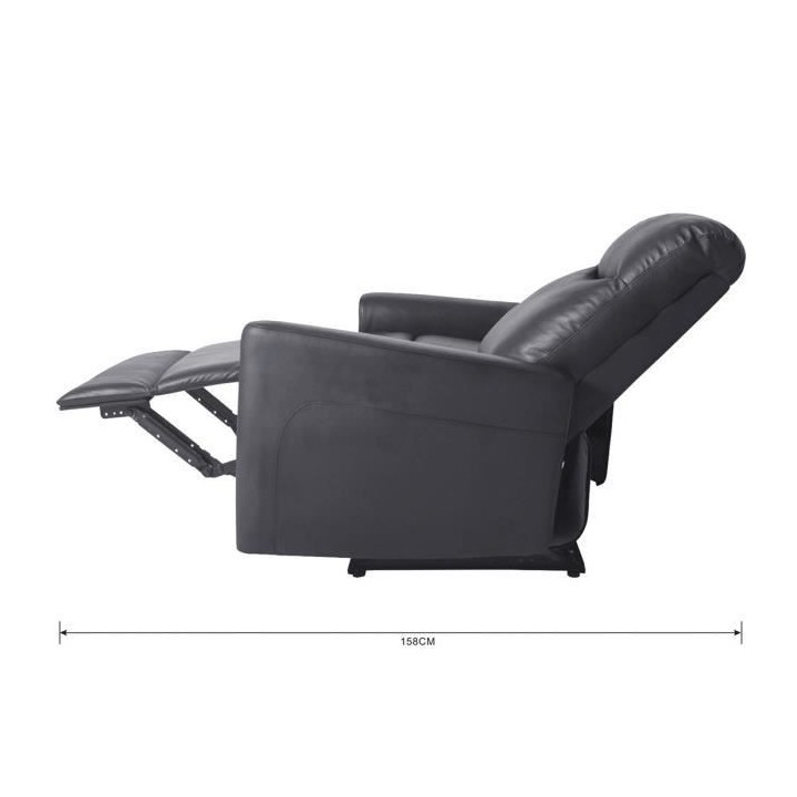 Fauteuil relax électrique - JESS - Cuir et simili noir - 82x97x98cm