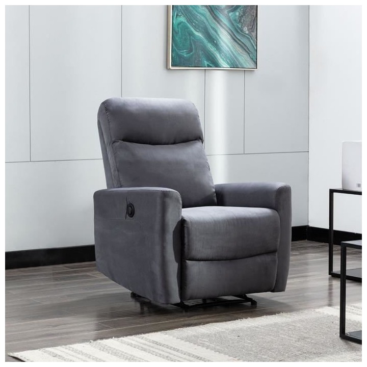 Fauteuil relax électrique - JESS - Tissu gris - 82x97x98cm