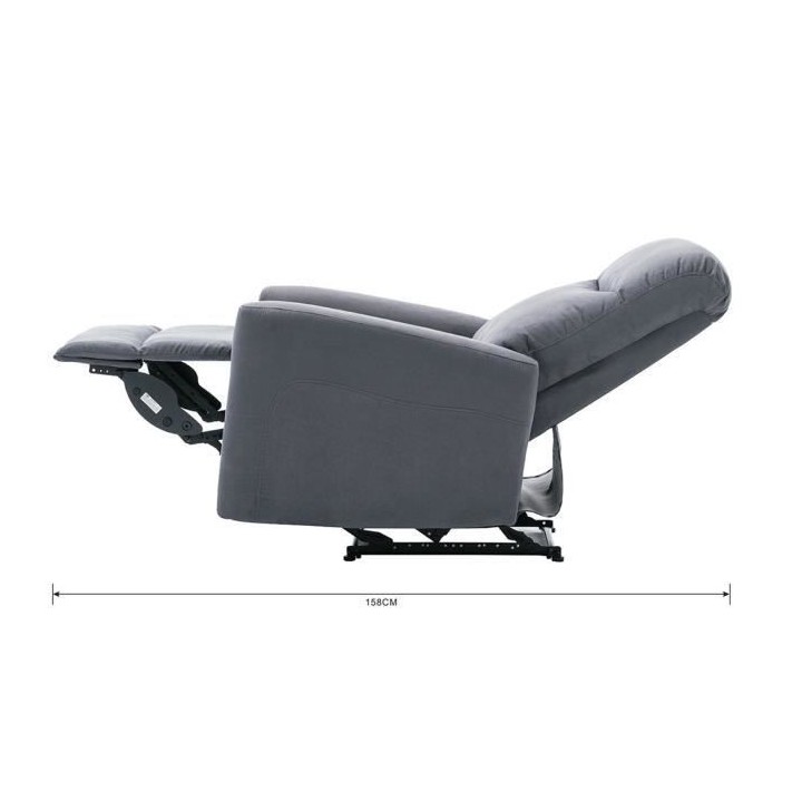 Fauteuil relax électrique - JESS - Tissu gris - 82x97x98cm