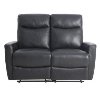 Canapé relax électrique - 2 places - JESS - Cuir et simili noir - 13