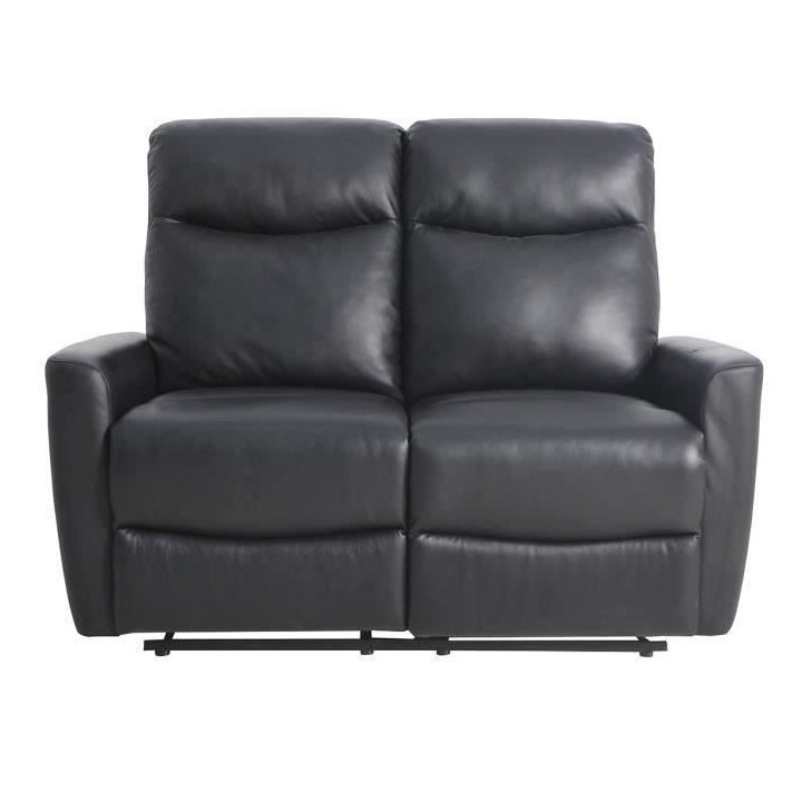 Canapé relax électrique - 2 places - JESS - Cuir et simili noir - 13