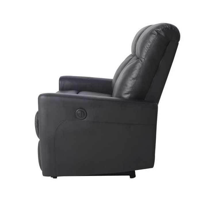 Canapé relax électrique - 2 places - JESS - Cuir et simili noir - 13