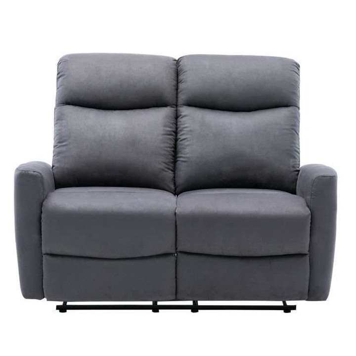 Canapé relax électrique - 2 places - JESS - Tissu gris - L 135 x P 9