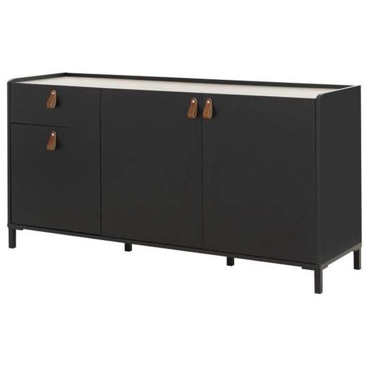 GAMI Enfilade - Décor chataigner et noir - Contemporain - 3 portes et