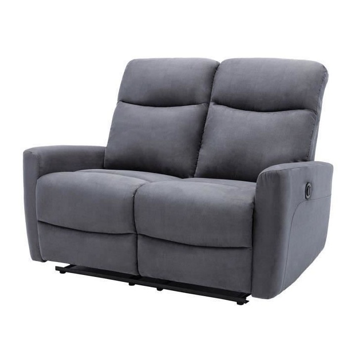 Canapé relax électrique - 2 places - JESS - Tissu gris - L 135 x P 9