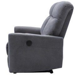 Canapé relax électrique - 2 places - JESS - Tissu gris - L 135 x P 97 x H 98 cm