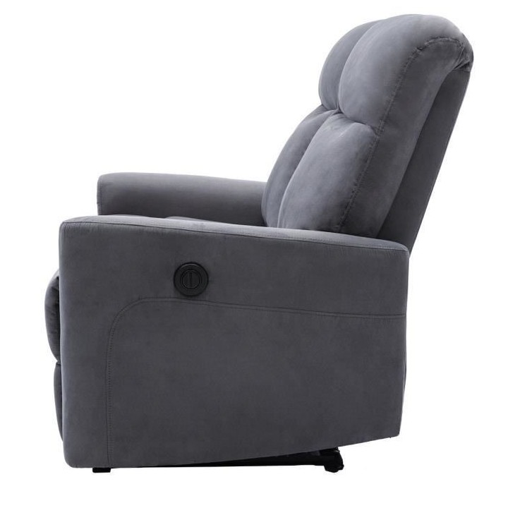 Canapé relax électrique - 2 places - JESS - Tissu gris - L 135 x P 9