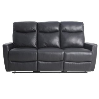 Canapé relax électrique - 3 places - JESS - Cuir et simili noir - 18