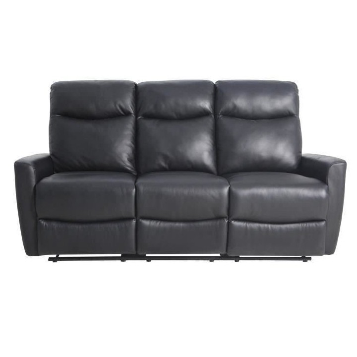 Canapé relax électrique - 3 places - JESS - Cuir et simili noir - 18