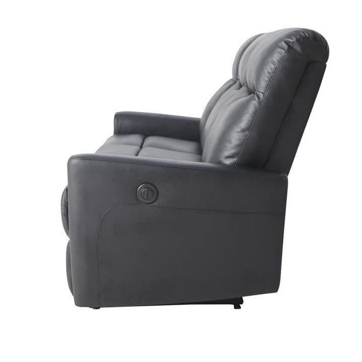 Canapé relax électrique - 3 places - JESS - Cuir et simili noir - 18