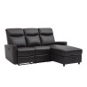 Canapé angle droit - JESS - avec coffre et 1 place relax électrique - Cuir et simili noir - 235x97x98cm