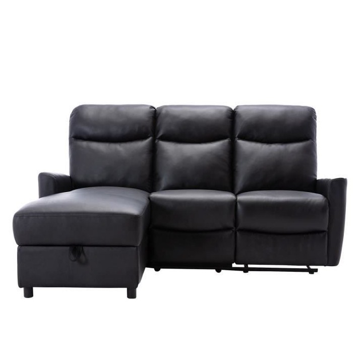 Canapé angle gauche - JESS - avec coffre et 1 place relax électrique