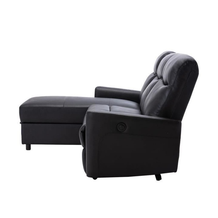 Canapé angle gauche - JESS - avec coffre et 1 place relax électrique