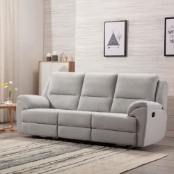 Canapé 3 places dont 2 places relax manuels - Tissu Gris - Contemporain - L 228 x P 98 x H 103 cm - LAWRENCE