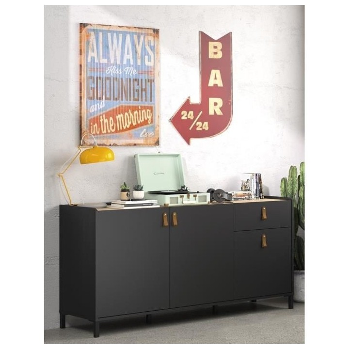 GAMI Enfilade - Décor chataigner et noir - Contemporain - 3 portes et