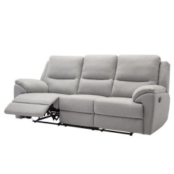 Canapé 3 places dont 2 places relax manuels - Tissu Gris - Contemporain - L 228 x P 98 x H 103 cm - LAWRENCE